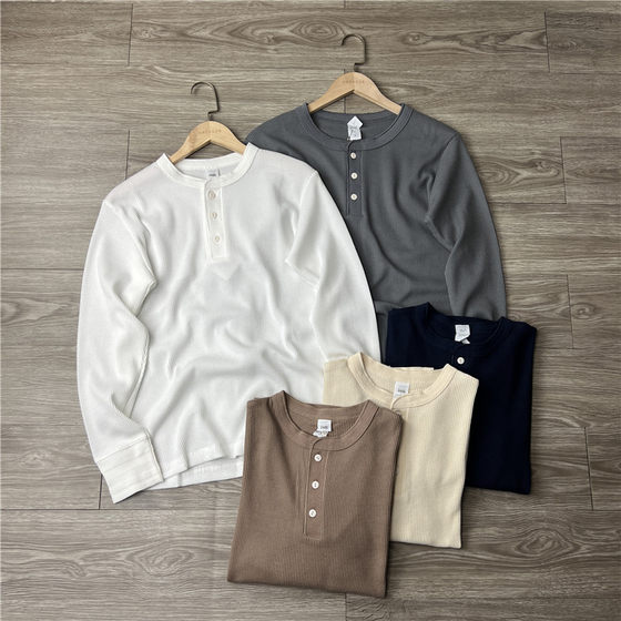 Foreign trade men's European and American style tough guys, heavy tough guys, heavy, hobe, Fabul Fabrics Autumn Henry leads long -sleeved T -shirt bottoming shirt