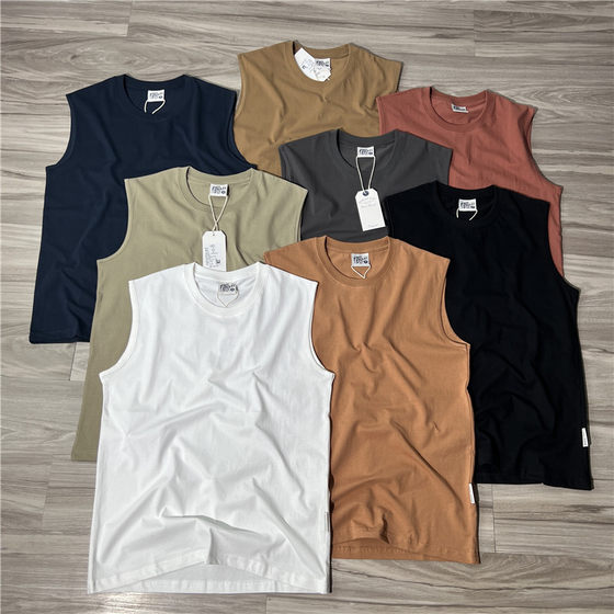 Foreign trade original order tail goods all cotton washed loose vintage sports and leisure broadband basketball camisole round neck sweat vest