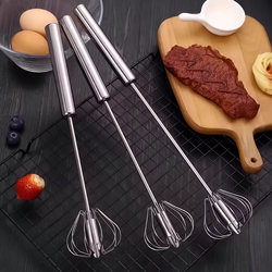 Semi-automatic egg beater, stainless steel whipping cream, manual whipping artifact, egg mixer, handheld baking tool