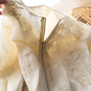 
Hazy fairy-like outfit Heavy lace jacquard embroidered baseball jacket thin coat casual sun protection shirt