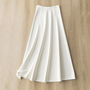 
Heavy industry to create eight-piece three-dimensional cutting, elegant and fashionable acetate alpaca velvet slimming A-line umbrella mid-length skirt