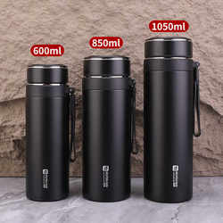 High-End 316 Stainless Steel Large-Capacity Insulated Cup, Thickened Men's Tea Cup with Strap, Portable Car Water Bottle
