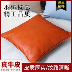 Luxury Sofa Cushion for Living Room, High-End Feel, Car Lumbar Support, Genuine First-Layer Cowhide Long Pillow Cover, Pillow Core, Backrest Cushion