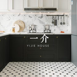 A Piece of French-Style Vintage Kitchen Tile from Foshan, Guangdong, Featuring Black and White Swallow Pattern, Non-Slip, Artistic Design