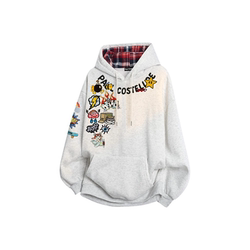 Paul Costelloe Paul Costelloe Graffiti Spoof Stamp Print Retro Patchwork Hooded Sweatshirt