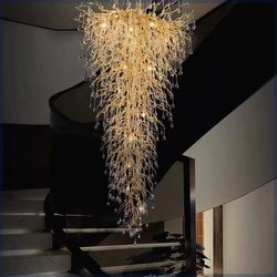 Villa crystal chandelier restaurant light luxury French duplex building high-end living room American branch long dining table crystal lamp