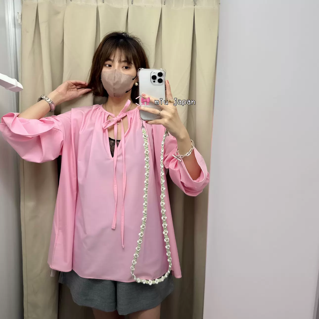 ayako Gypsohila 可手洗Plage Blouse 蝴蝶结喇叭袖上衣衬衫-Taobao