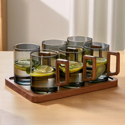 Glass Cup Set, Tea Cup, Household Drinking Cup, Living Room Hospitality, Office High-End Luxury Cup with Handle