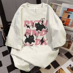 Pure Cotton American Retro Cartoon Print Short-Sleeved T-Shirt for Women, New Summer Style, Loose Round Neck, College Style, Versatile Top