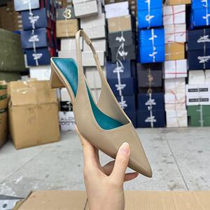 
Lady Shoes foreign trade original single women's shoes, fashionable pointed toe solid color shallow mouth flat heel elastic band fashion sandals