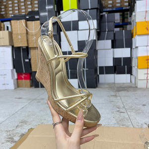 
Lady Shoes Foreign Trade Original Women's Shoes Slightly Flawed Fashion Round Toe Solid Color Wedge One-Buckle Fashion Sandals