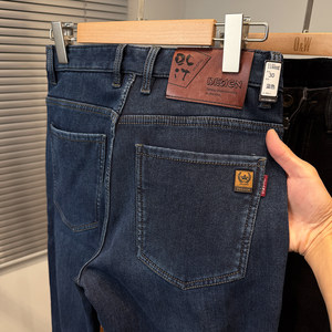 
Velvet thickened jeans men's straight winter business casual middle-aged men's casual pants classic black blue