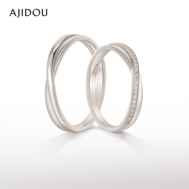 AJIDOU Ajidou ring for women 925 silver couple pair ring fashion plain ring silver ring couple pair ring