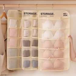 Hanging Storage Bag for Underwear, Socks, and Bras, Double-Sided Storage Bag, Space-Saving Organizer for Dormitory Wardrobes