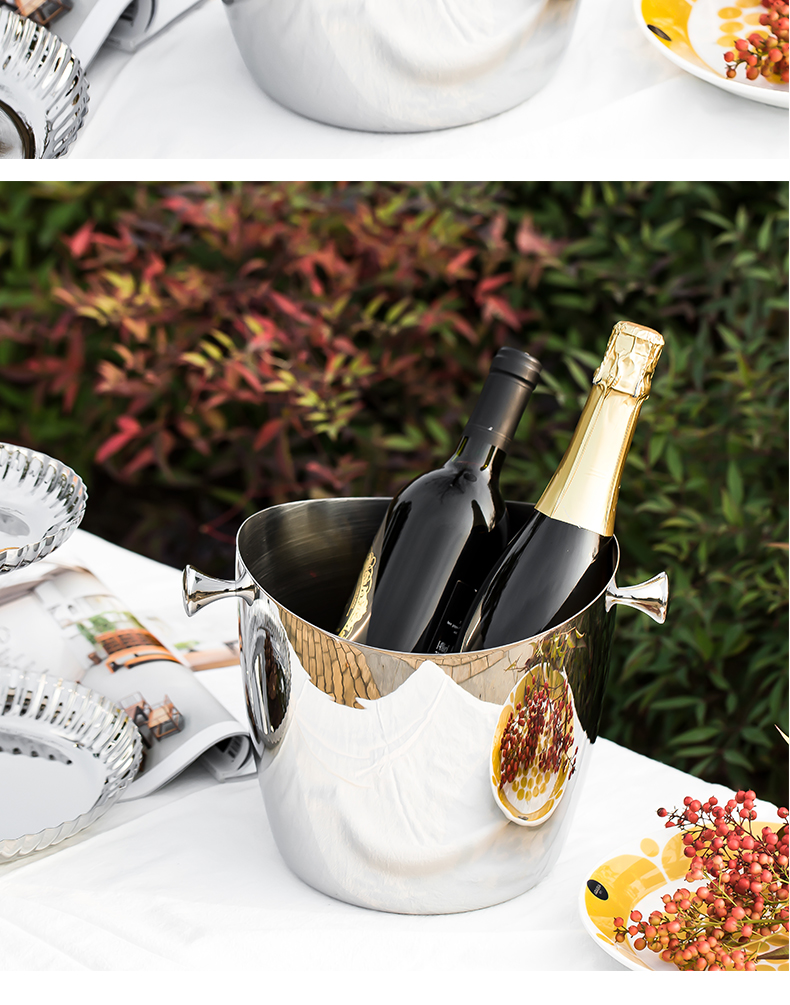 ヴィンテージ 豪華なワインクーラー アイスバケット ステンレス製シャンパン＆ワインクーラー - 大容量アイスバケット