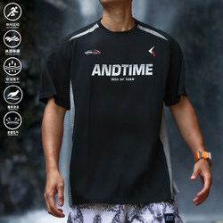 Andtime American-Style Sports Patchwork Short-Sleeve Lightweight Outdoor Basketball Training Fitness Quick-Dry Color-Blocking Deconstructed T-Shirt Trendy