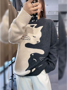 
Korean lazy design sweater for women's breasts wear high-end gray sweater for autumn and winter super beautiful pullover sweater