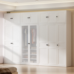 【  】Bedroom Wardrobe, Steel, Light Luxury, Cream Style, Formaldehyde-Free, Three-Door Storage Cabinet, Household Iron Cabinet Wardrobe