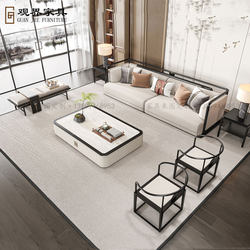 New Chinese Style Sofa Modern Light Luxury Solid Wood Small Apartment Furniture Model Room Club Villa Living Room Large Flat Sofa