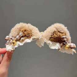 Cute Bear Ear Hair Clips, Lamb Wool Bow Hairpins, Children's Plush Cat Ear Hair Accessories, Baby Girl Hair Clips