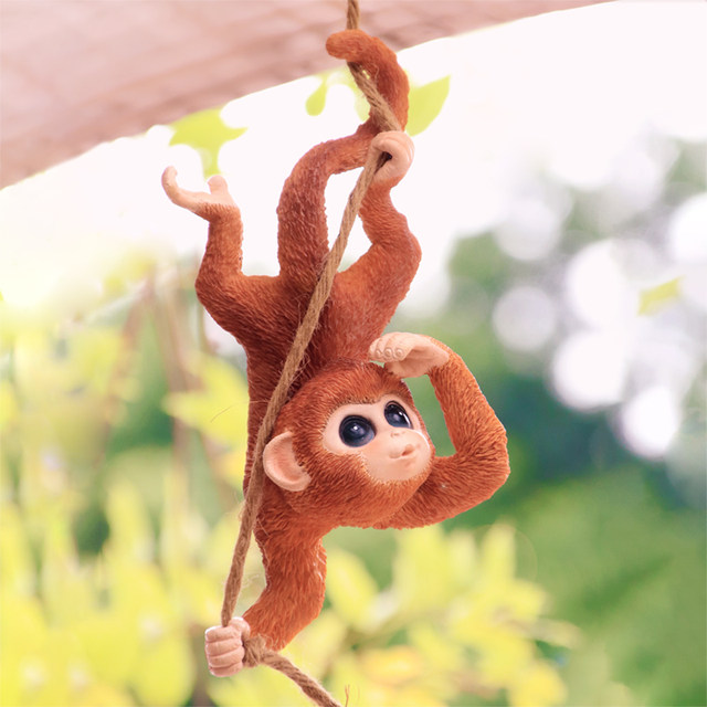 Original outdoor courtyard garden cartoon little monkey autumn thousands of decoration resin gardening landscape decoration tree pendant on the tree
