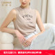Duobao Shi retro small round collar shoulder sleeveless T -shirt female Korean version printed printed printed printed