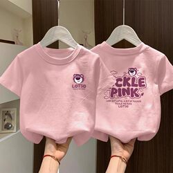 Pure Cotton Girls' Short-Sleeved Stylish and Fresh Children's Half-Sleeve T-Shirt 2026 Summer Cute Cartoon Girl Top