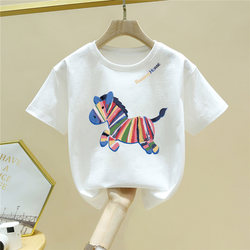 Little Pony Clothes Girls' Short-Sleeved T-Shirt Pure Cotton 2026 New Summer White Top Boys' Half-Sleeved Children's Summer Clothing