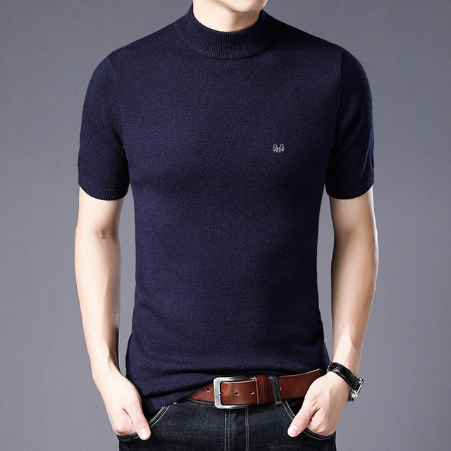 Hengyuanxiang sweater men's round neck half-high collar thickened warm ...