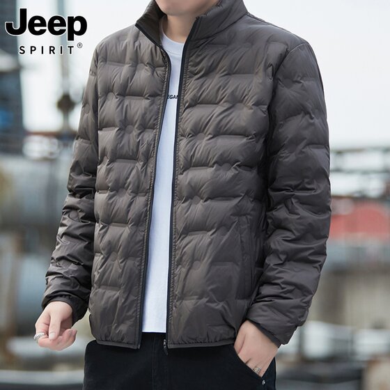 
Jeep Light Down Jacket Men's Autumn and Winter New Loose Middle-aged Dad Men's Stand Collar Casual Duck Down Jacket