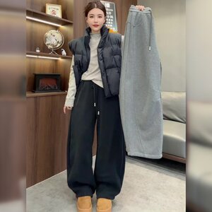 
Black sports pants 2026 new spring and autumn pants for women to wear large size fat mm loose scimitar pants