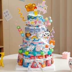 Creative Birthday Ceremony, Cute Birthday Party DIY Set, Kidsren's Cartoon-Shaped Foam Cake Set