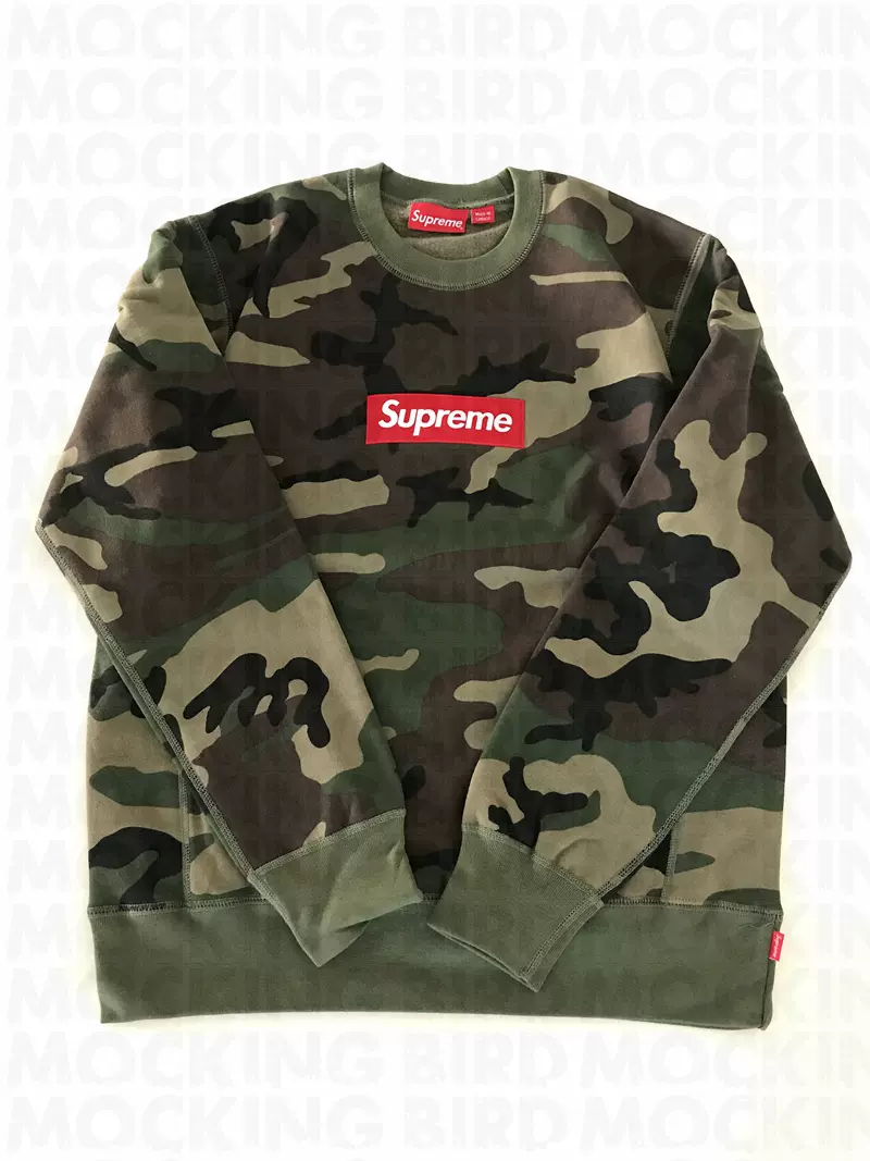 嘲笑鸟Supreme 15FW Box Logo Crewneck 刺绣BOGO 圆领卫衣-Taobao