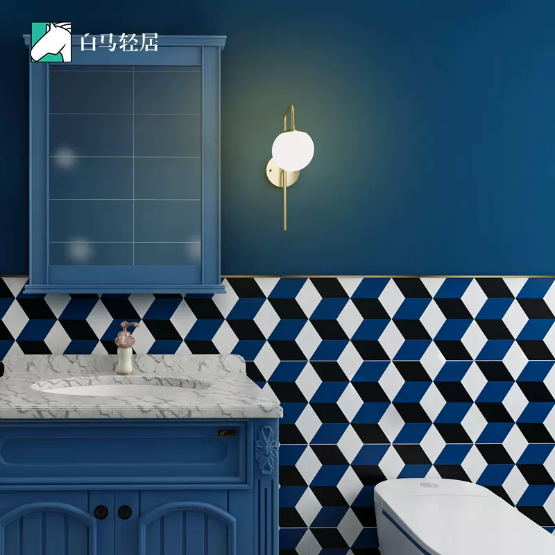 白马北欧复古300几何立体小花砖餐厅背景墙砖厨房墙砖卫生间