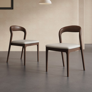 
Nordic Italian minimalist medieval light luxury hotel high-end new style designer hotel solid wood deep walnut dining chair