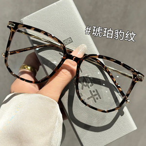 
Korean version of large frame leopard print glasses myopia can match with the degree of women's ultra-light TR90 soft high intelligence anti-blue light eye frame
