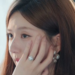 Meng Zhao Lusi and Xu Yan's Same Style Ring, Dazzling D-Grade Moissanite, Three-Carat Round Diamond, Fully Encrusted Wedding Ring