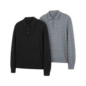 
New basic button-down pullover couple sweater sweater lapel casual top for men and women winter