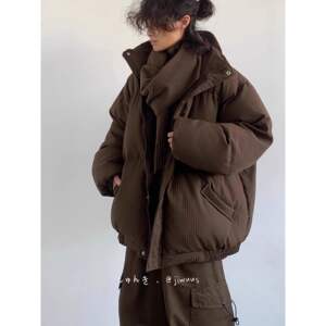 
American deconstructed hooded cotton coat for men and women in winter high street thickened and warm couple jackets retro trendy brand cold-proof bread coat