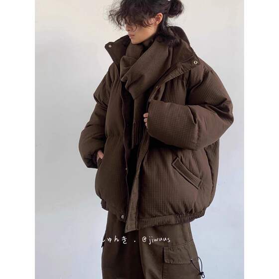 
American deconstructed hooded cotton coat for men and women in winter high street thickened and warm couple jackets retro trendy brand cold-proof bread coat