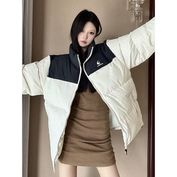 Lk Store Lkod2023 Autumn And Winter Trendy Brand Letter Printed Color Block Cotton Jacket Same Style Cotton Jacket For Men And Women