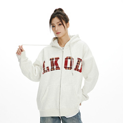 Lkstore Lkod2023 New Autumn And Winter Patchwork Plaid Hooded Sweatshirt Men And Women Same Style Hoodie Trendy Brand Jacket