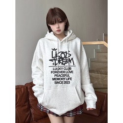 Lkstore Lkod2023 New Autumn And Winter Foam Grass Writing Slogan Letters For Men And Women Same Style Hoodie Sweatshirt Plus Velvet