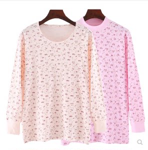Lady low -neck tall cotton long -sleeved single -piece autumn clothes thin middle -aged and elderly mother line clothes underwear warm upper
