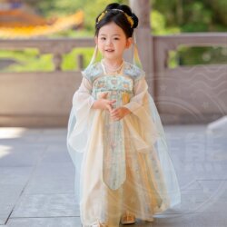 Hanfu-Style Girls' Dress, New Chinese-Style Children's National Style Tang Suit, Little Girl's Ancient Style Fairy Princess Dress, New Spring and Autumn Model