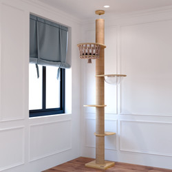 Chopin Imported Pine Wood Climbing Post for Small Apartments, Cat Climbing Frame, Rope Nest, Everyday Cat Supplies