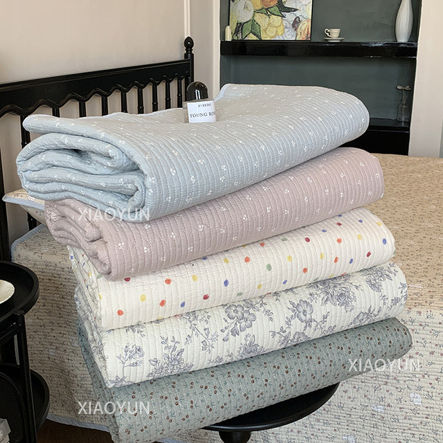 Korean pure cotton bed cover three-piece set, soft and skin-friendly, thickened cotton sheets, universal for all seasons, non-slip tatami kang cover