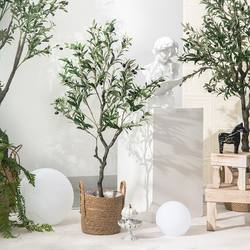 Simulated Green Plant Olive Tree Potted Plant Indoor Living Room Landscaping Large Floor-Standing Decorative Potted Plant Ornament Artificial Tree