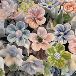 Jingdezhen Ceramic Flowers 9.9 Yuan 5 Pieces Handmade Wire Artificial Flowers High-Temperature Handmade Qixi Festival Flowers Ceramic Flowers