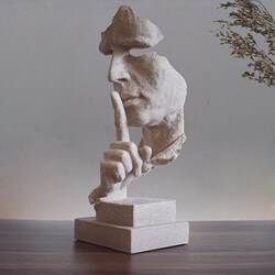 Silence Is Gold, Abstract Crafts, Creative Nordic Sculptures, Retro Office Living Room Decorations, Gifts